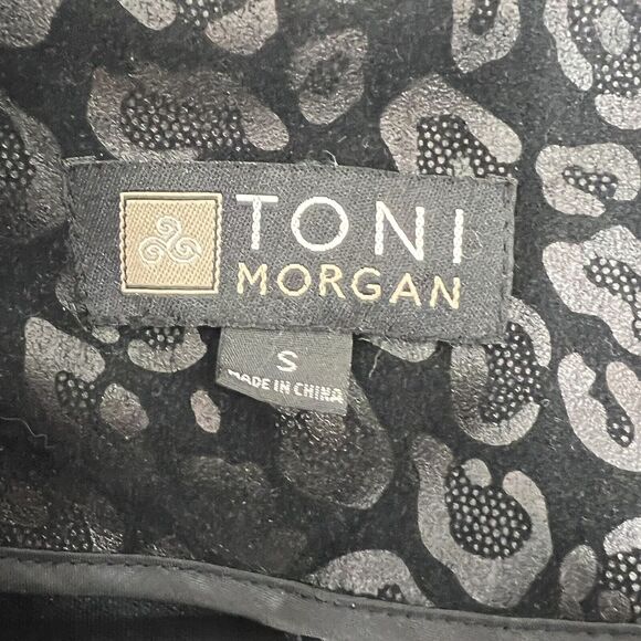 TONI MORGAN Women’s Black Cheetah Print Jacket Size Small Shoulder Pads Vintage - Picture 6 of 15